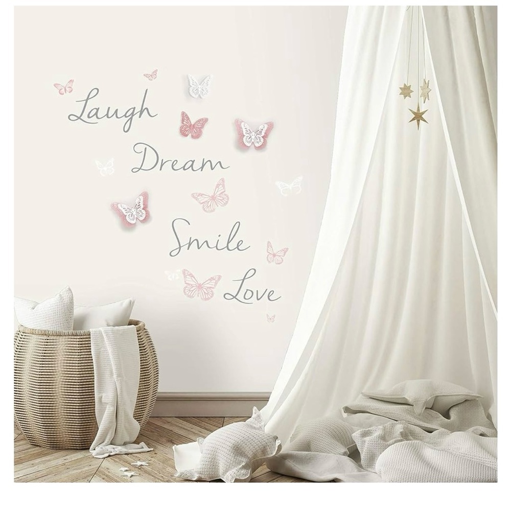 Love. Laugh. Dream. Smile. Butterfly Wall Decals w/ 3D Cutouts – One Size